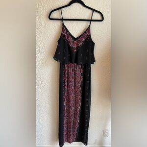 Express Elegant Black and Pink Maxi Dress